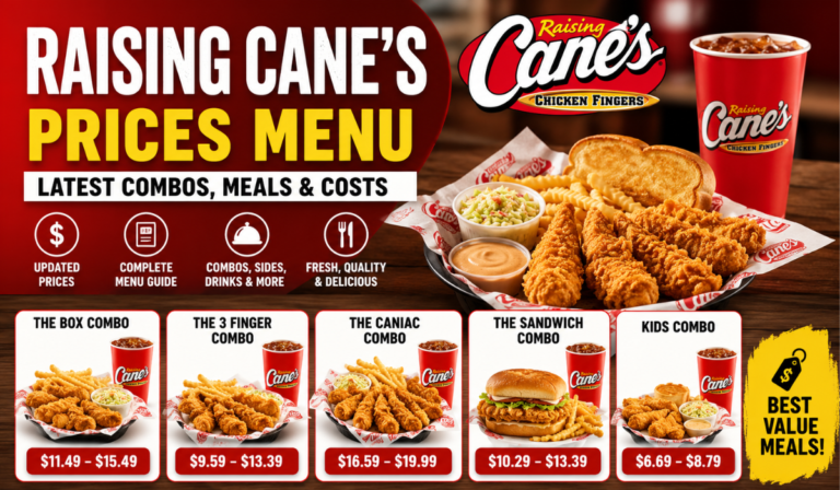 Raising Canes Prices Menu